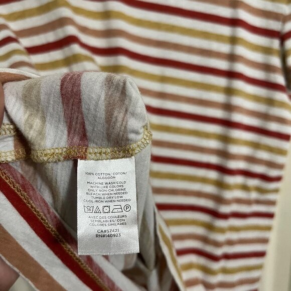 LOFT Womens Rust Red Mustard Striped Short Sleeve Vintage Soft T-Shirt XS Petite - Picture 4 of 5